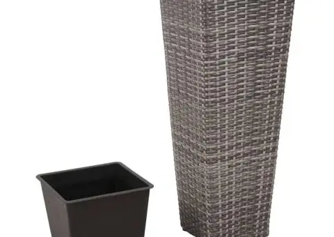 Straturi înălțate de grădină, 3 buc., gri, poliratan - 4/5