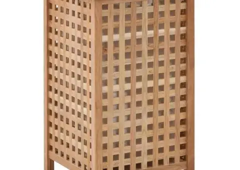 Coș de rufe, 39x39x65 cm, lemn masiv de nuc - 1/5