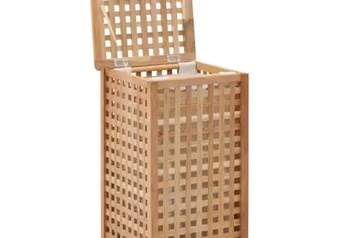 Coș de rufe, 39x39x65 cm, lemn masiv de nuc - 2/5