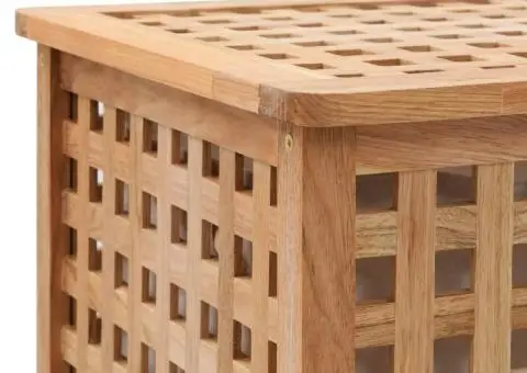 Coș de rufe, 39x39x65 cm, lemn masiv de nuc - 5/5