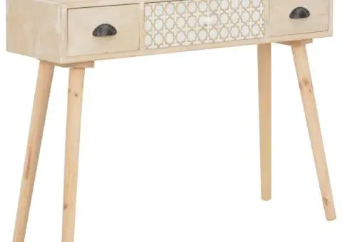 Masă consolă cu 3 sertare, 100x30x73 cm, lemn masiv de pin - 1/5