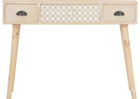 Masă consolă cu 3 sertare, 100x30x73 cm, lemn masiv de pin - 3/5