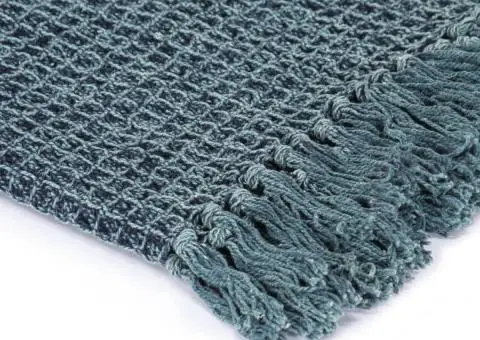 Pătură decorativă, albastru indigo, 220 x 250 cm, bumbac - 3/5