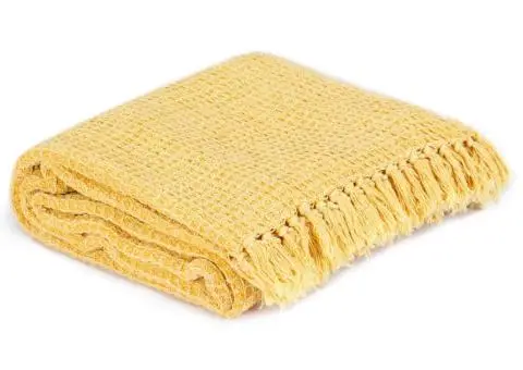 Pătură decorativă, galben muștar, 125 x 150 cm, bumbac - 2/5