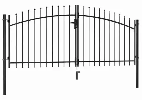 Poartă de gard cu uși duble, cu vârfuri de suliță, 300 x 150 cm - 1/5