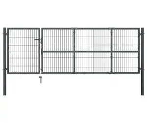 vidaXL Poartă de grădină cu stâlpi, antracit, 350 x 100 cm, oțel