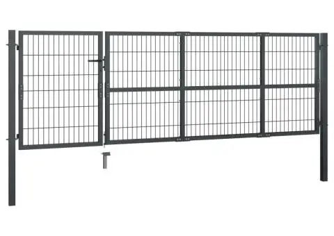 Poartă de grădină cu stâlpi, antracit, 350 x 100 cm, oțel - 2/5