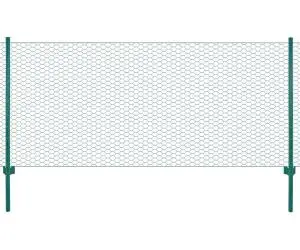 vidaXL Gard din plasă de sârmă cu stâlpi, verde, 25 x 1 m, oțel