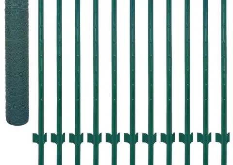 Gard din plasă de sârmă cu stâlpi, verde, 25 x 1 m, oțel - 3/4