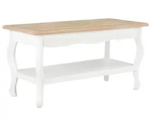 vidaXL Măsuță de cafea, alb și maro, 87,5x42x44 cm, lemn masiv de pin