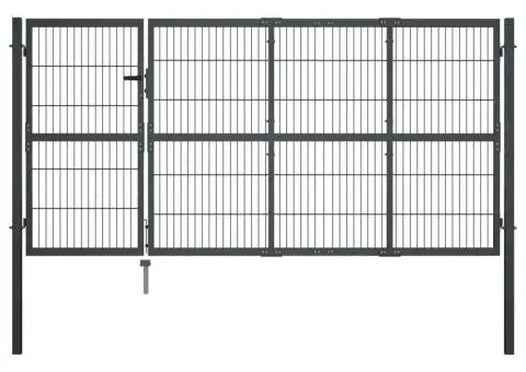 Poartă de grădină cu stâlpi, antracit, 350 x 120 cm, oțel - 1/5