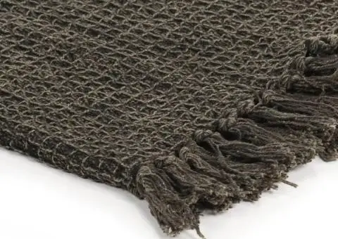 Pătură decorativă, antracit/maro, 125 x 150 cm, bumbac - 4/5