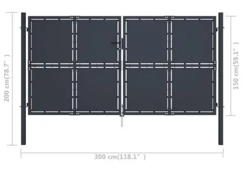 Poartă de grădină, antracit, 300 x 150 cm, oțel - 5/5