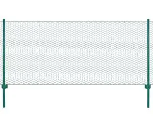 vidaXL Gard din plasă de sârmă cu stâlpi, verde, 25 x 0,5 m, oțel