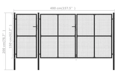 Poartă de grădină, antracit, 400 x 150 cm, oțel - 5/5