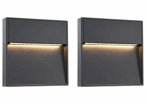 Lămpi de perete LED de exterior, 2 buc., negru, 3 W, pătrat - 1/5