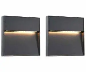 vidaXL Lămpi de perete LED de exterior, 2 buc., negru, 3 W, pătrat