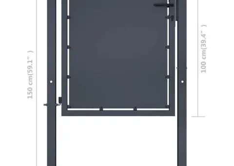 Poartă de grădină, antracit, 100 x 100 cm, oțel - 4/4
