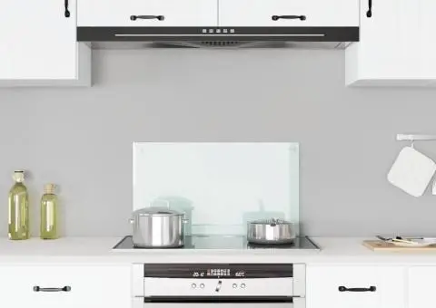 Panou antistropi de bucătărie, alb, 70x40 cm, sticlă securizată - 3/5