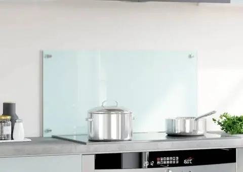 Panou antistropi de bucătărie, alb, 90x50 cm, sticlă securizată - 3/5