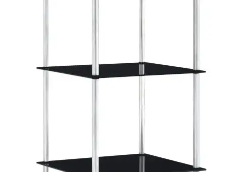 Raft cu 3 niveluri, negru, 40 x 40 x 67 cm, sticlă securizată - 1/5