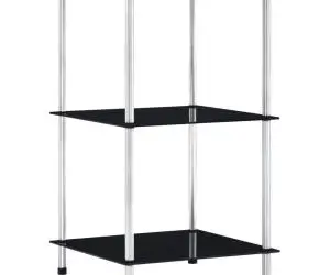 vidaXL Raft cu 3 niveluri, negru, 40 x 40 x 67 cm, sticlă securizată