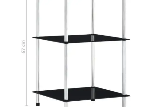 Raft cu 3 niveluri, negru, 40 x 40 x 67 cm, sticlă securizată - 5/5