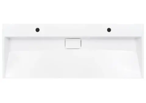 Chiuvetă, alb, 120x46x11cm, conglomerat turnat mineral/marmură - 4/5