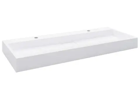 Chiuvetă, alb, 120x46x11cm, conglomerat turnat mineral/marmură - 5/5