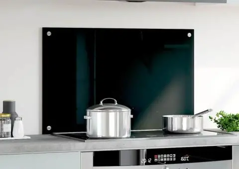 Panou antistropi de bucătărie, negru 80x50 cm sticlă securizată - 3/5