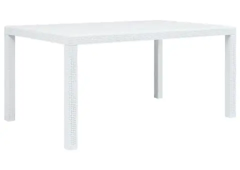 Masă de grădină, alb, 150 x 90 x 72 cm, plastic, aspect ratan - 1/5