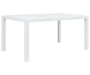 vidaXL Masă de grădină, alb, 150 x 90 x 72 cm, plastic, aspect ratan
