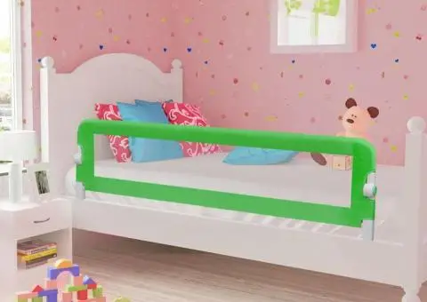 Balustradă de protecție pat copii, 2 buc., verde, 150x42 cm - 1/5