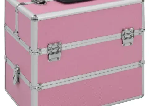 Geantă de cosmetice, roz, 37 x 24 x 35 cm, aluminiu - 1/5