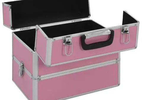 Geantă de cosmetice, roz, 37 x 24 x 35 cm, aluminiu - 5/5