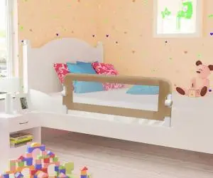 vidaXL Balustradă protecție pat copii, gri taupe, 120x42 cm, poliester