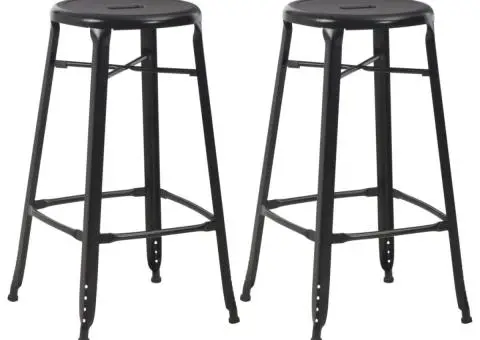 Scaune de bar, 2 buc., negru, oțel - 1/5
