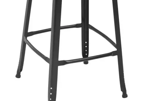 Scaune de bar, 2 buc., negru, oțel - 5/5