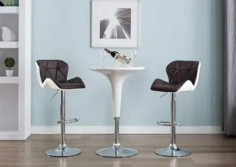 Scaune de bar, 2 buc., maro, piele ecologică - 1/5