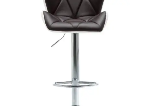 Scaune de bar, 2 buc., maro, piele ecologică - 4/5