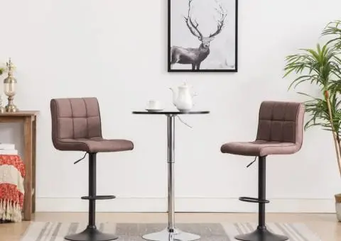 Scaune de bar, 2 buc., gri taupe, material textil - 1/5