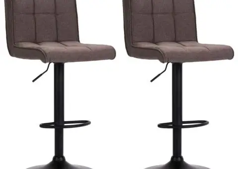 Scaune de bar, 2 buc., gri taupe, material textil - 2/5