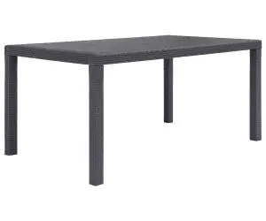 vidaXL Masă de grădină, maro, 150x90x72 cm, plastic, aspect ratan