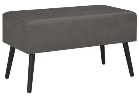 Măsuță de cafea, gri, 80 x 40 x 46 cm, piele ecologică - 3/5