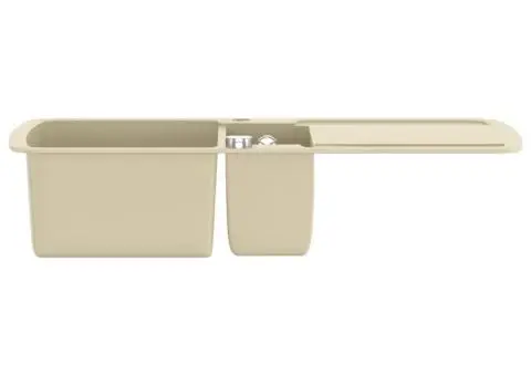 Chiuvetă de bucătărie din granit, bej, două bazine - 4/5