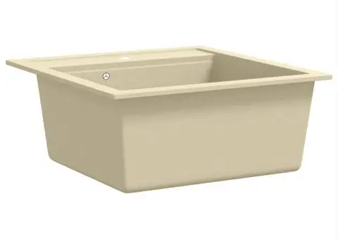 Chiuvetă de bucătărie din granit, bej, un bazin - 3/5
