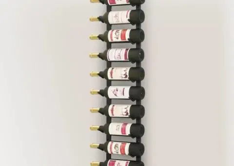 Suport sticle de vin montat pe perete, 12 sticle, negru, fier - 4/5