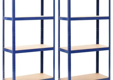 Rafturi depozitare, 2 buc., albastru, 80x40x160cm, oțel și MDF - 1/5