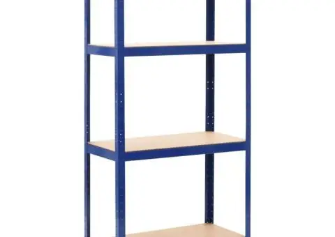 Rafturi depozitare, 2 buc., albastru, 80x40x160cm, oțel și MDF - 2/5