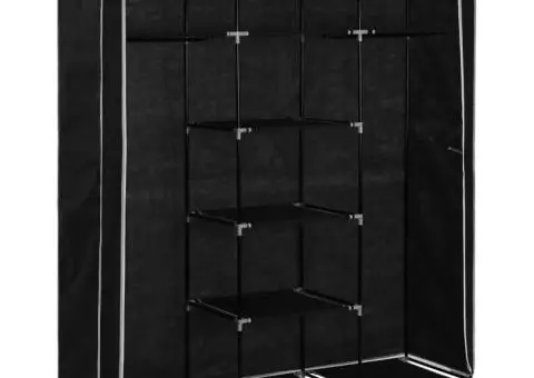 Dulap cu bare și compartimente, negru, 150x45x175 cm - 4/5